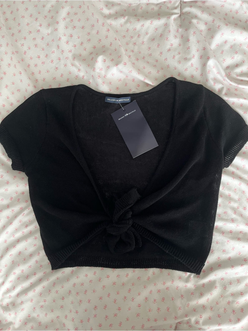 Brandy Melville black soft knit bolero tie cardigan 🎀🎀
